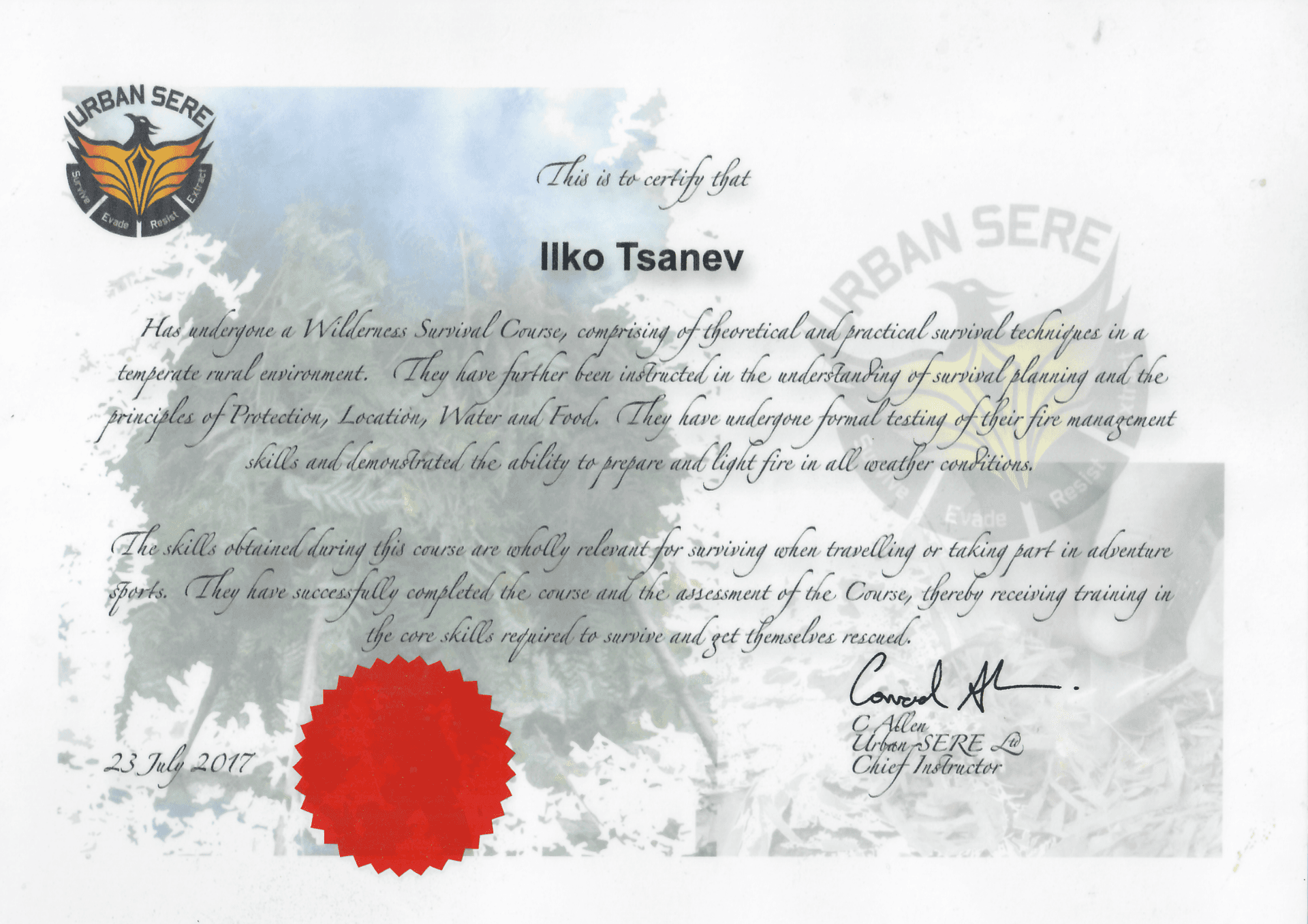 Специализиран Курс по Оцеляване - Urban SERE